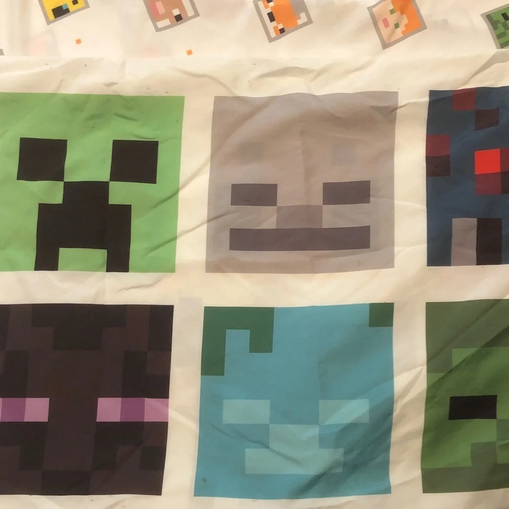Minecraft Character Print White Bedding Sheet - Unbranded